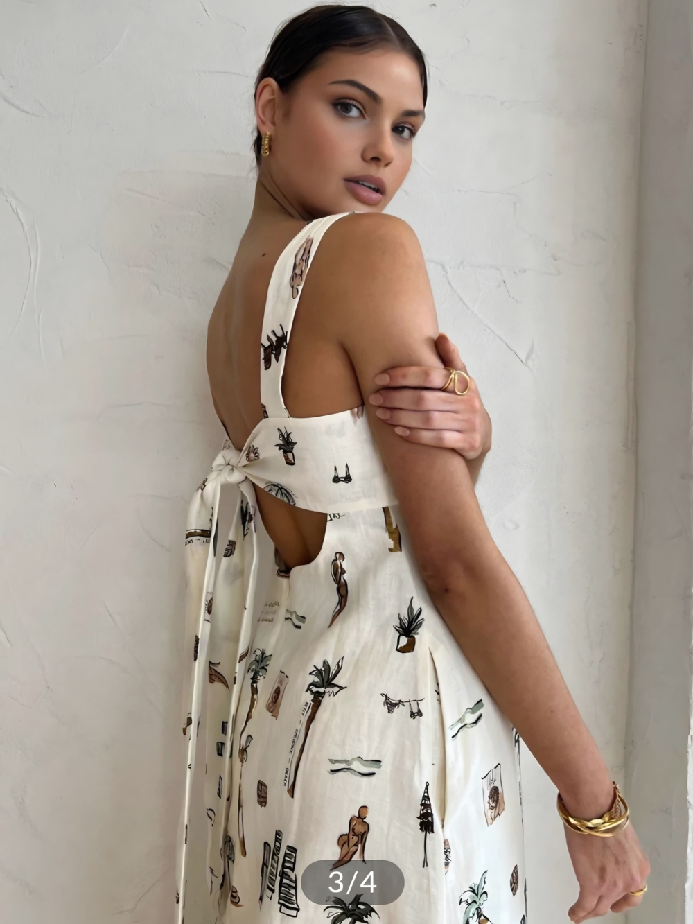 Tropical Print Knotted Long Dress - Picture 2 of 3
